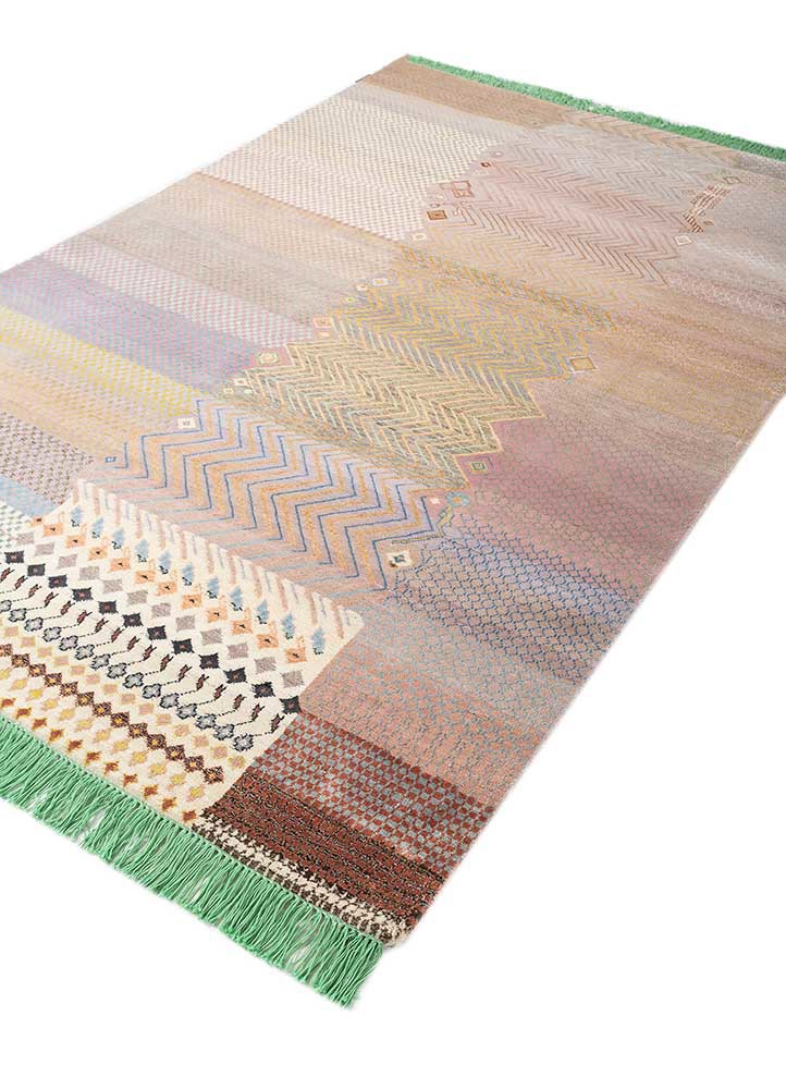 manchaha pink and purple wool and bamboo silk hand knotted Rug - FoldShot manchaha pink and purple wool and bamboo silk hand knotted Rug - FoldShot