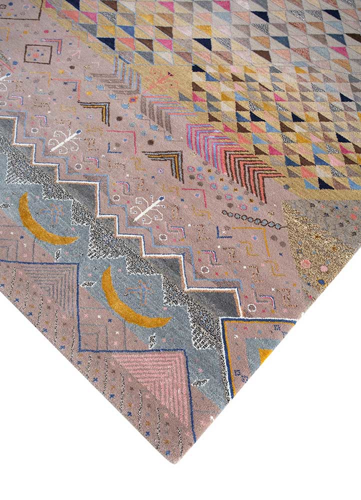 manchaha pink and purple wool and bamboo silk hand knotted Rug - FoldShot manchaha pink and purple wool and bamboo silk hand knotted Rug - FoldShot