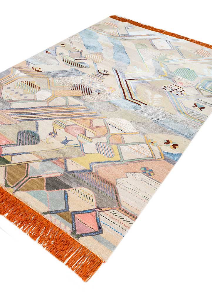 manchaha beige and brown wool and bamboo silk hand knotted Rug - FoldShot manchaha beige and brown wool and bamboo silk hand knotted Rug - FoldShot