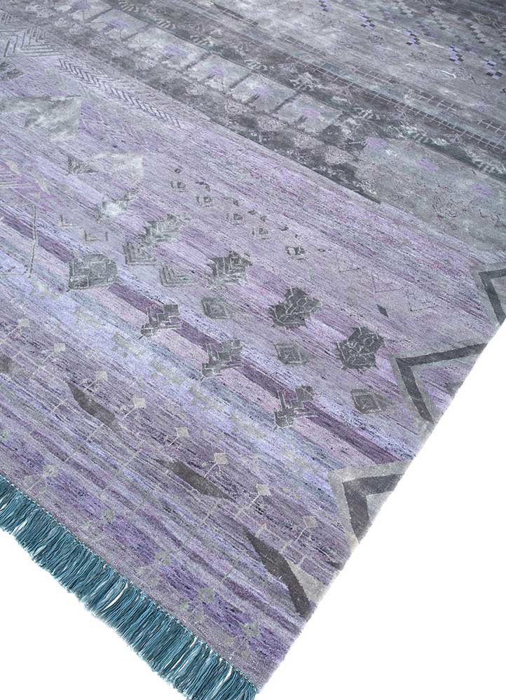 manchaha pink and purple wool and bamboo silk hand knotted Rug - FoldShot manchaha pink and purple wool and bamboo silk hand knotted Rug - FoldShot