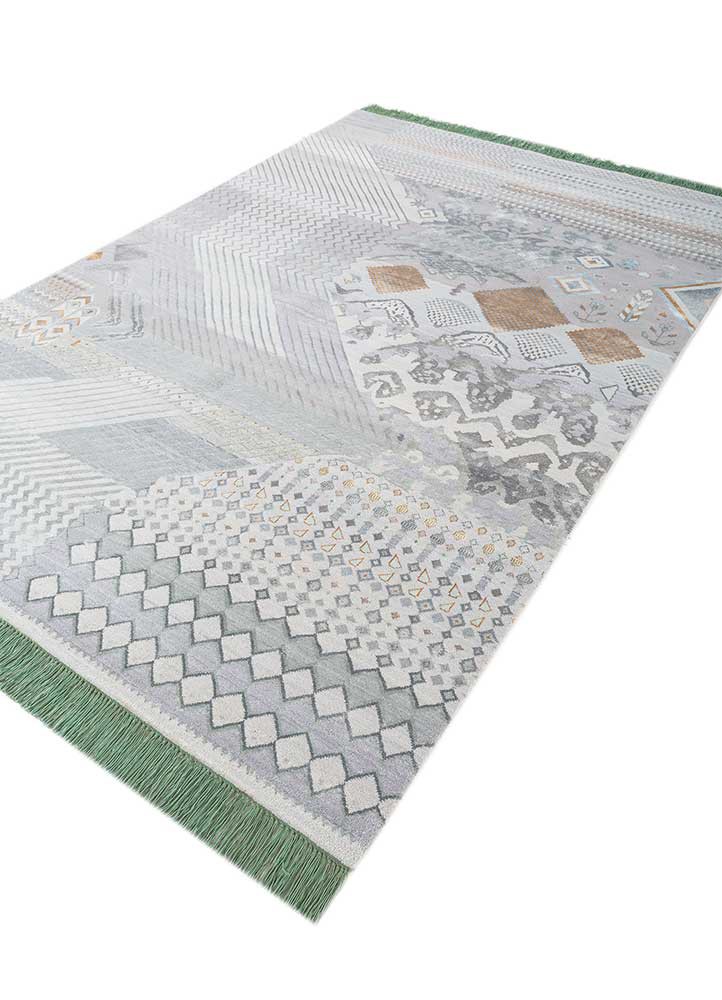 manchaha blue wool and bamboo silk hand knotted Rug - FoldShot manchaha blue wool and bamboo silk hand knotted Rug - FoldShot