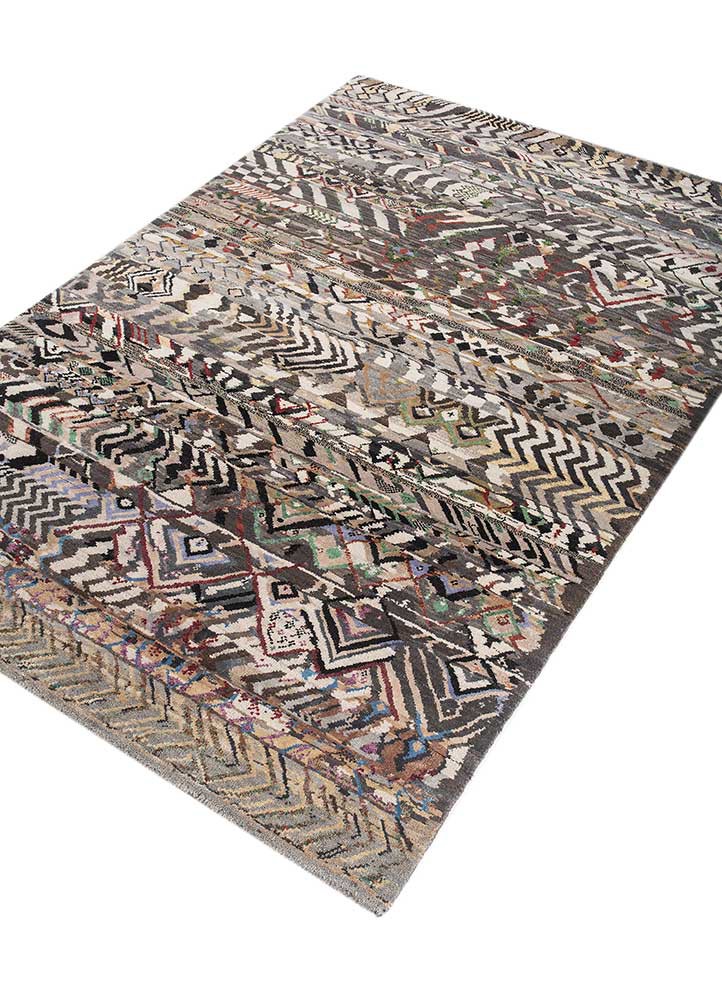 manchaha grey and black wool and bamboo silk hand knotted Rug - FoldShot manchaha grey and black wool and bamboo silk hand knotted Rug - FoldShot