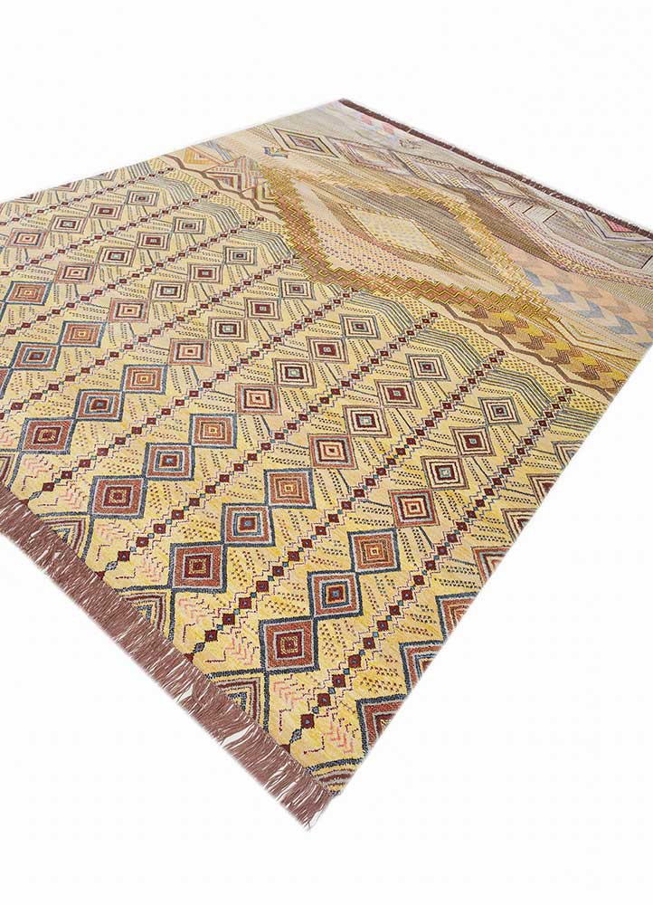 manchaha gold wool and bamboo silk hand knotted Rug - FoldShot manchaha gold wool and bamboo silk hand knotted Rug - FoldShot