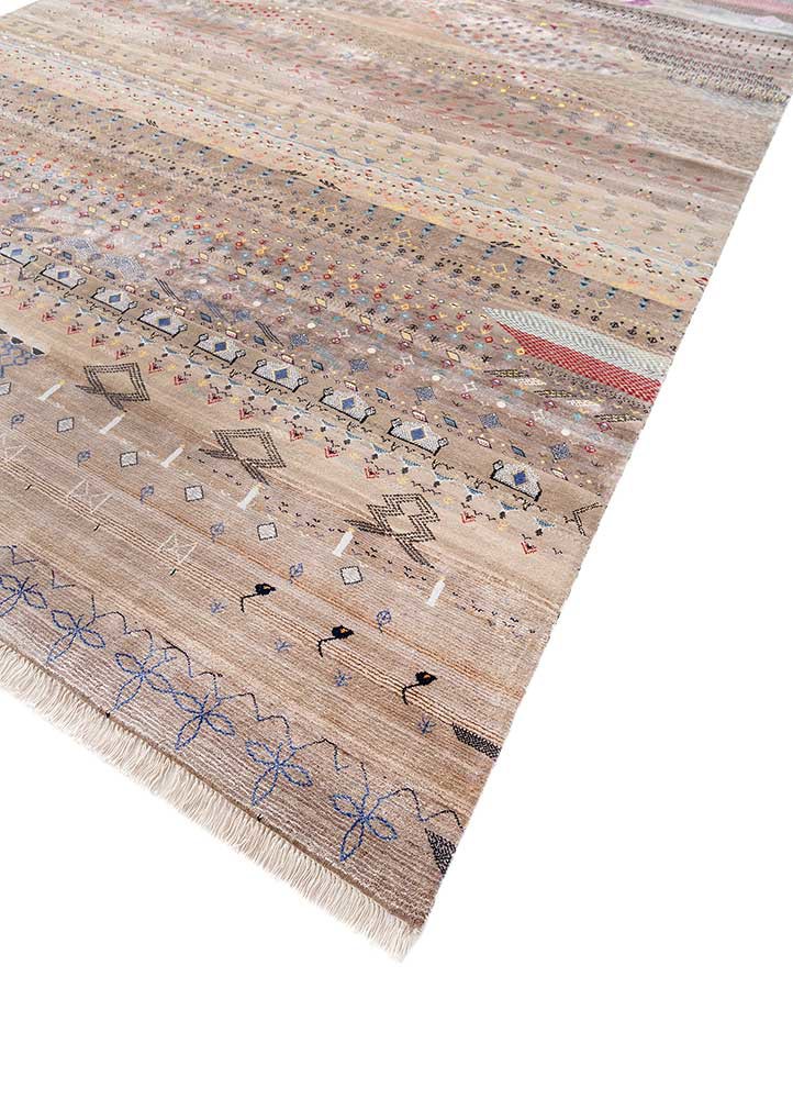 freedom manchaha beige and brown wool and bamboo silk hand knotted Rug - FoldShot freedom manchaha beige and brown wool and bamboo silk hand knotted Rug - FoldShot