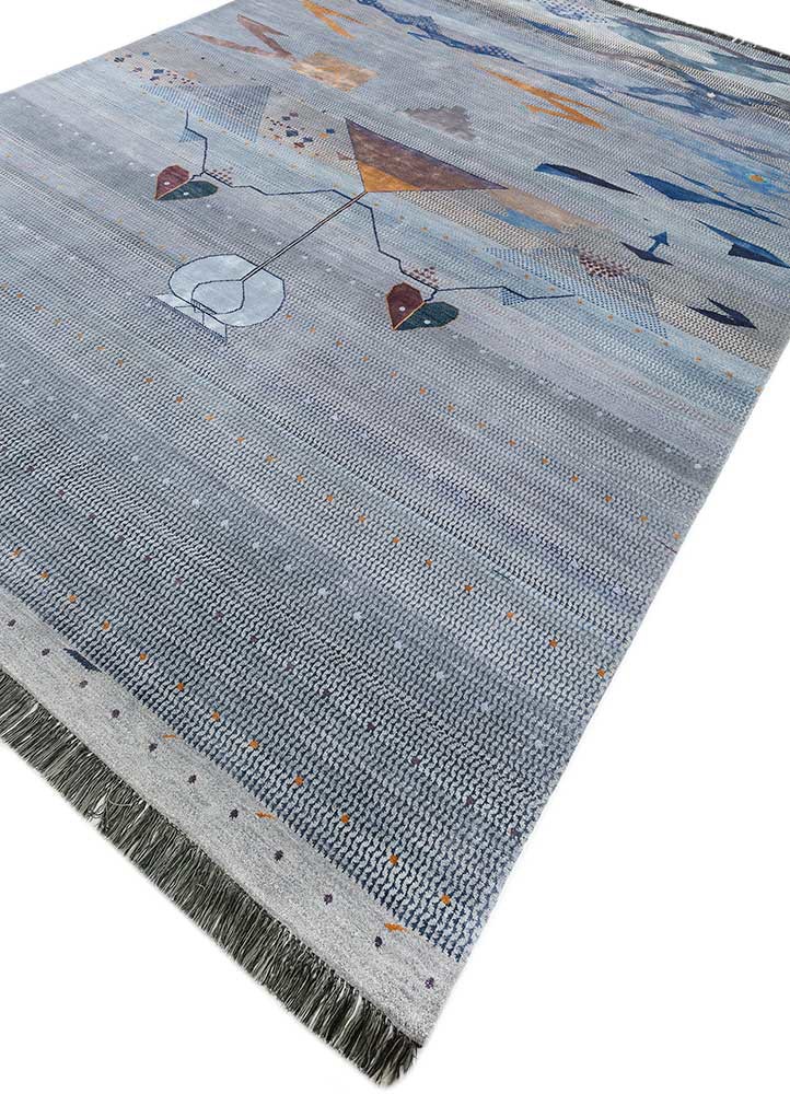 freedom manchaha blue wool and bamboo silk hand knotted Rug - FoldShot freedom manchaha blue wool and bamboo silk hand knotted Rug - FoldShot