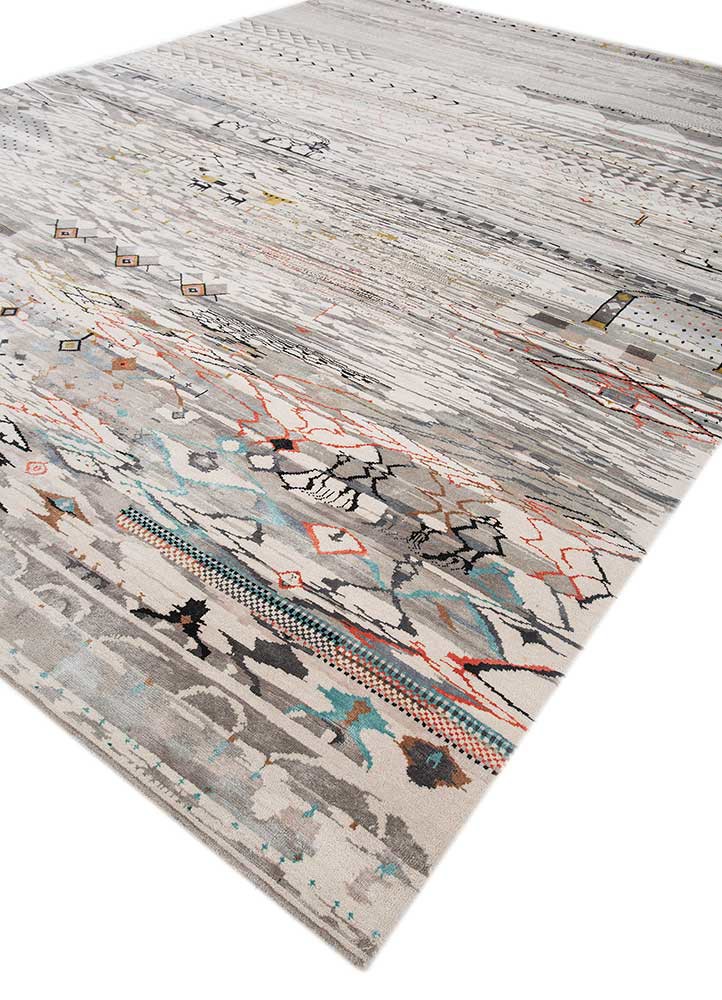 manchaha ivory wool and bamboo silk hand knotted Rug - FoldShot manchaha ivory wool and bamboo silk hand knotted Rug - FoldShot