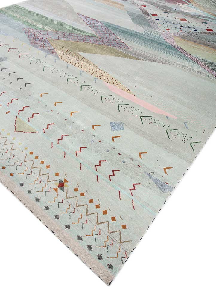 freedom manchaha ivory wool and bamboo silk hand knotted Rug - FoldShot