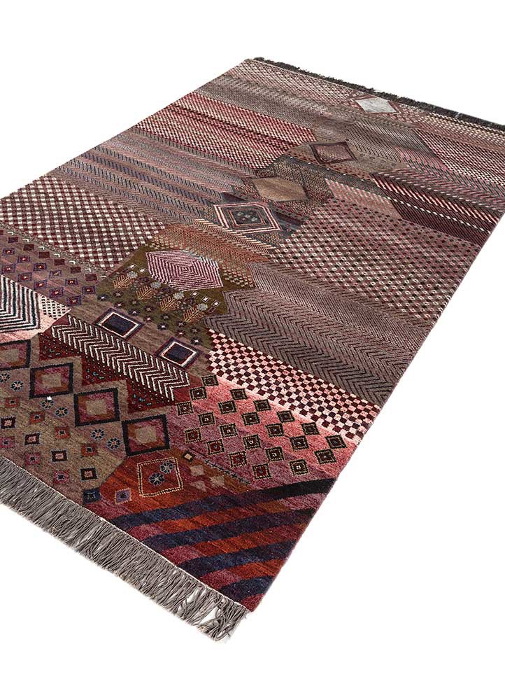 manchaha red and orange wool and bamboo silk hand knotted Rug - FoldShot manchaha red and orange wool and bamboo silk hand knotted Rug - FoldShot