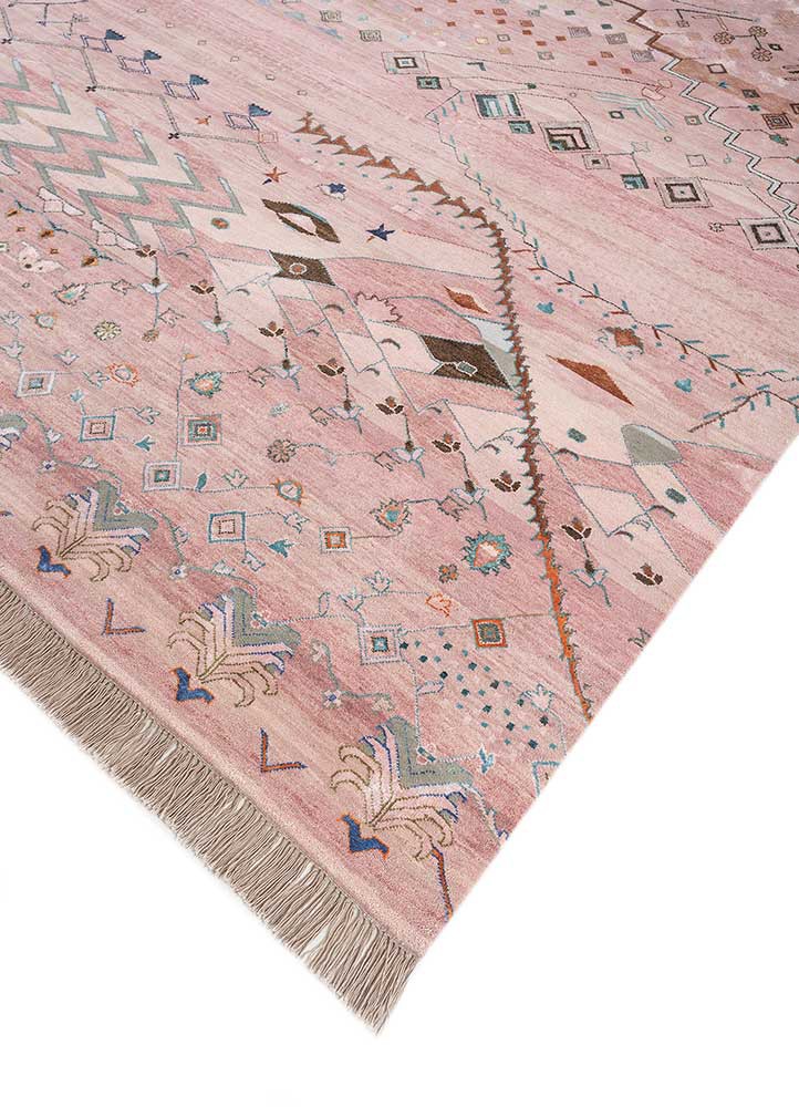 manchaha pink and purple wool and bamboo silk hand knotted Rug - FoldShot manchaha pink and purple wool and bamboo silk hand knotted Rug - FoldShot