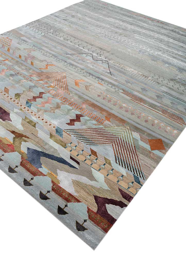 manchaha blue wool and bamboo silk hand knotted Rug - FoldShot manchaha blue wool and bamboo silk hand knotted Rug - FoldShot