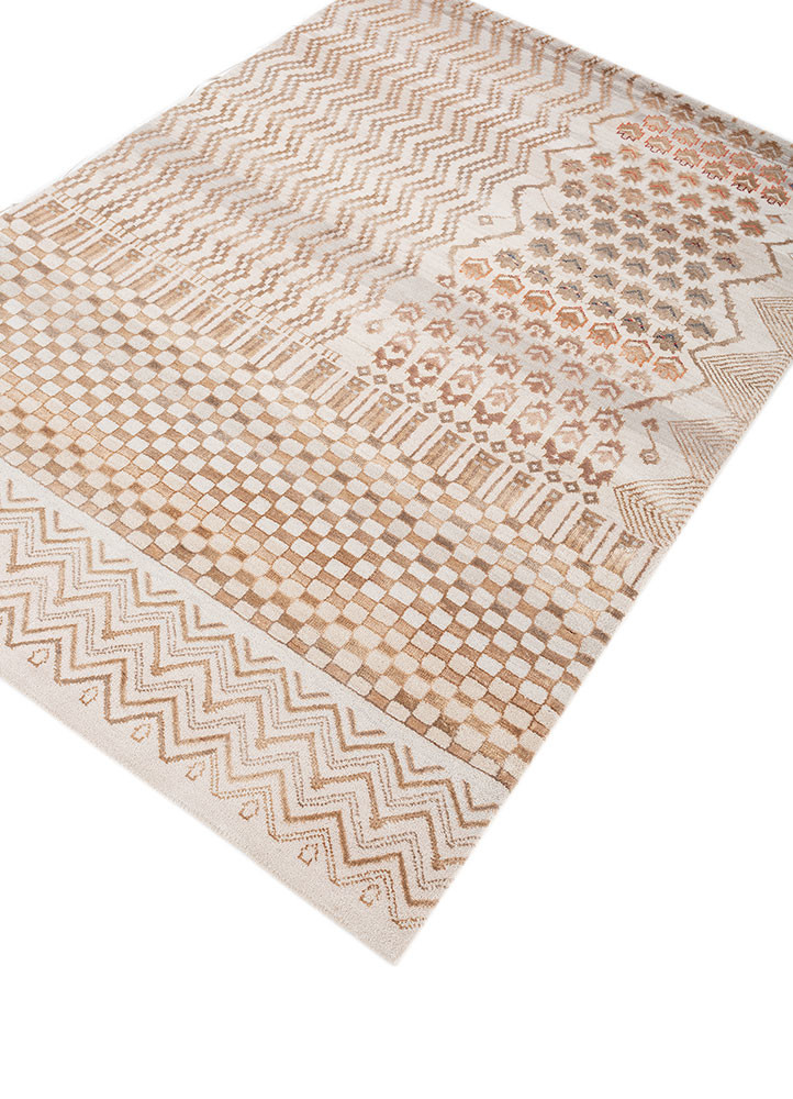 manchaha ivory wool and bamboo silk hand knotted Rug - FoldShot manchaha ivory wool and bamboo silk hand knotted Rug - FoldShot