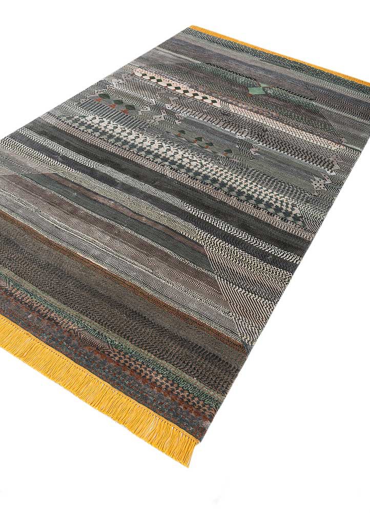 manchaha blue wool and bamboo silk hand knotted Rug - FoldShot
