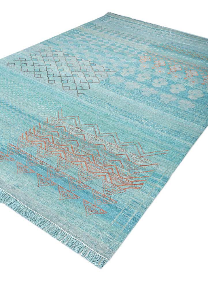 manchaha blue wool and bamboo silk hand knotted Rug - FoldShot manchaha blue wool and bamboo silk hand knotted Rug - FoldShot