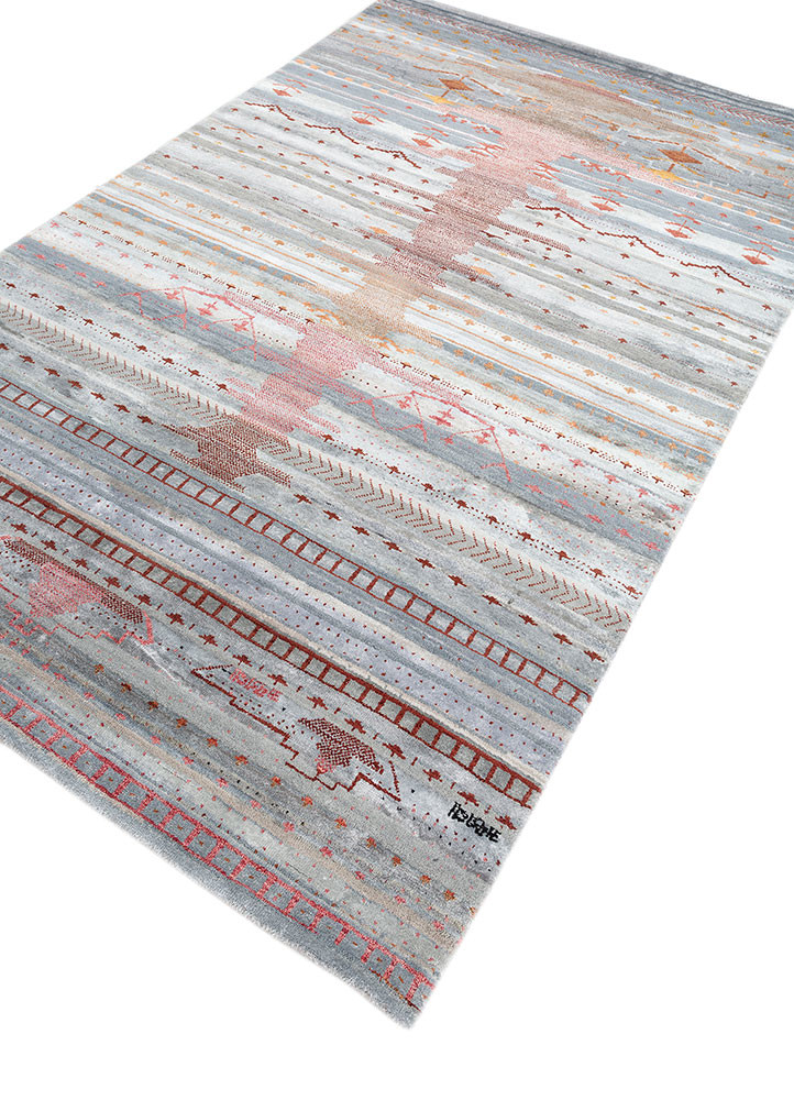 manchaha blue wool and bamboo silk hand knotted Rug - FoldShot