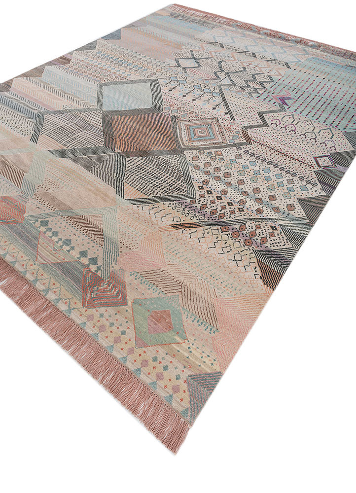 manchaha pink and purple wool and bamboo silk hand knotted Rug - FoldShot manchaha pink and purple wool and bamboo silk hand knotted Rug - FoldShot
