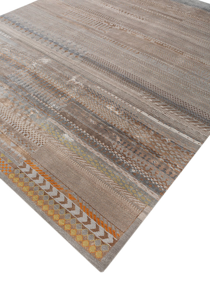 manchaha grey and black wool and bamboo silk hand knotted Rug - FoldShot manchaha grey and black wool and bamboo silk hand knotted Rug - FoldShot