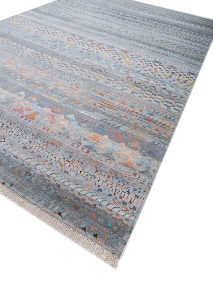 manchaha blue wool and bamboo silk hand knotted Rug - FoldShot manchaha blue wool and bamboo silk hand knotted Rug - FoldShot