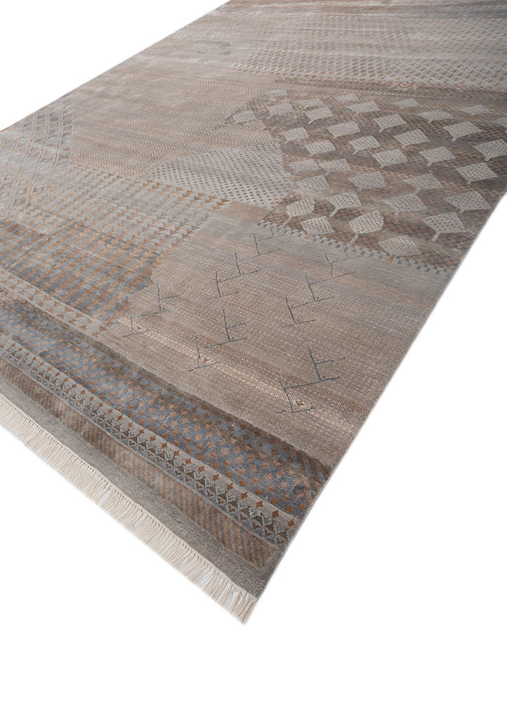 manchaha grey and black wool and bamboo silk hand knotted Rug - FoldShot manchaha grey and black wool and bamboo silk hand knotted Rug - FoldShot