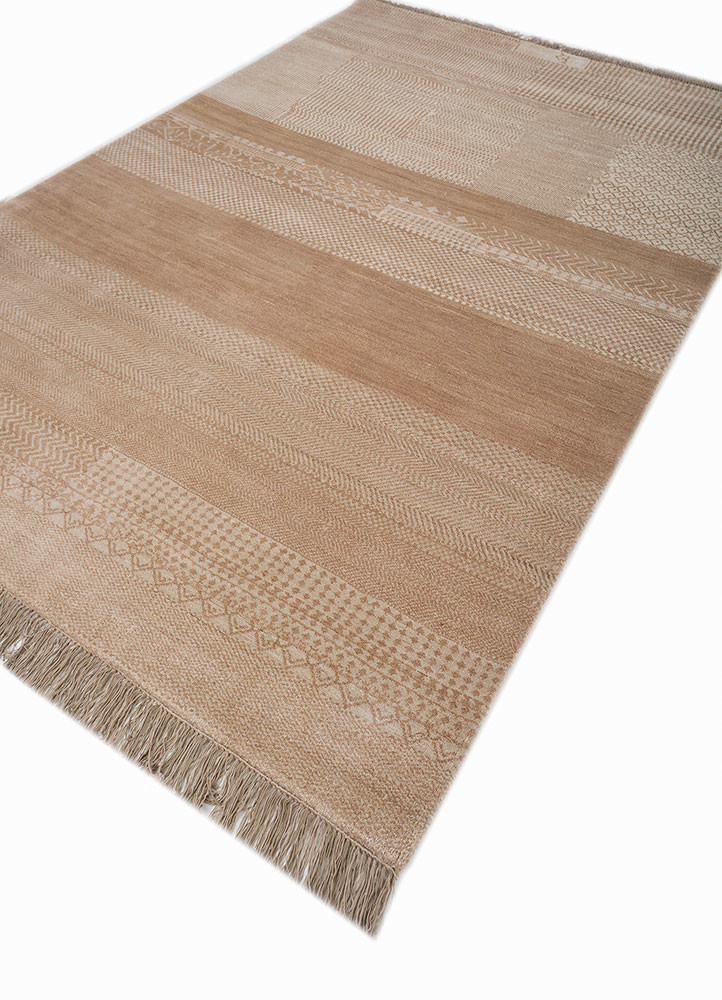 manchaha beige and brown wool and bamboo silk hand knotted Rug - FoldShot manchaha beige and brown wool and bamboo silk hand knotted Rug - FoldShot