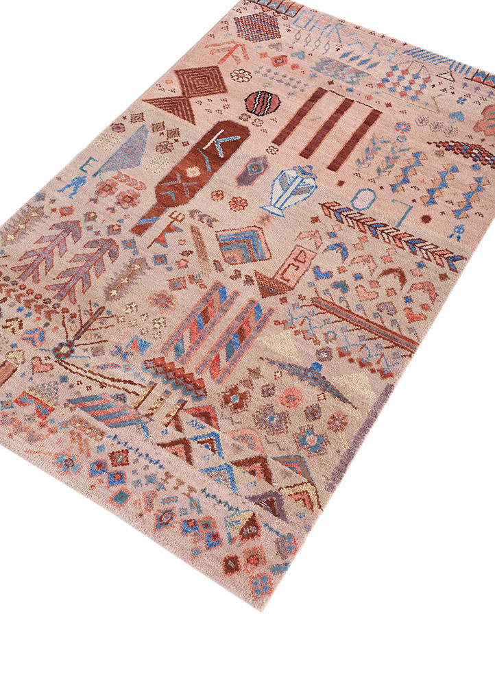 manchaha pink and purple wool and bamboo silk hand knotted Rug - FoldShot manchaha pink and purple wool and bamboo silk hand knotted Rug - FoldShot