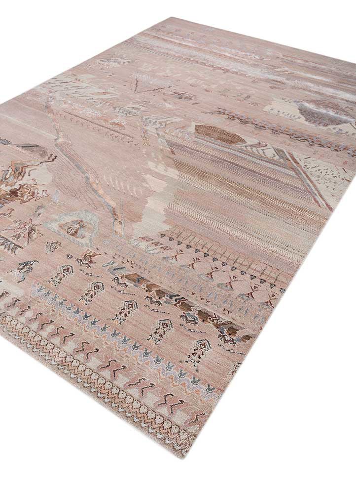 manchaha pink and purple wool and bamboo silk hand knotted Rug - FoldShot manchaha pink and purple wool and bamboo silk hand knotted Rug - FoldShot