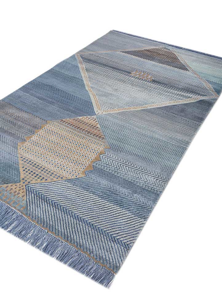 manchaha blue wool and bamboo silk hand knotted Rug - FoldShot manchaha blue wool and bamboo silk hand knotted Rug - FoldShot