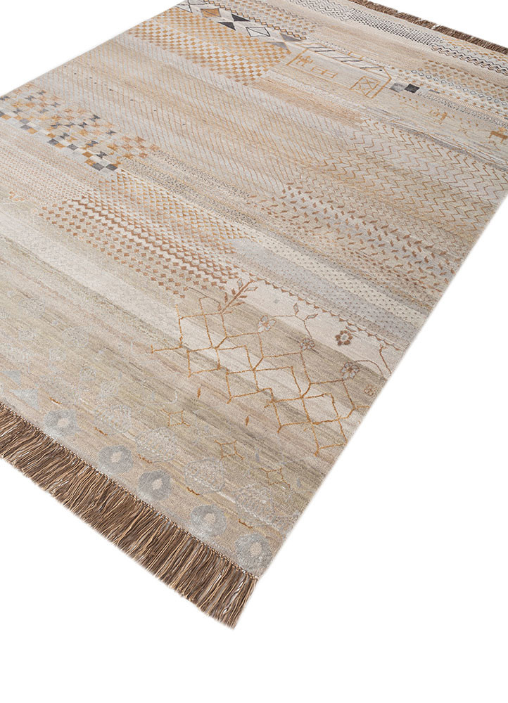 manchaha grey and black wool and bamboo silk hand knotted Rug - FoldShot manchaha grey and black wool and bamboo silk hand knotted Rug - FoldShot