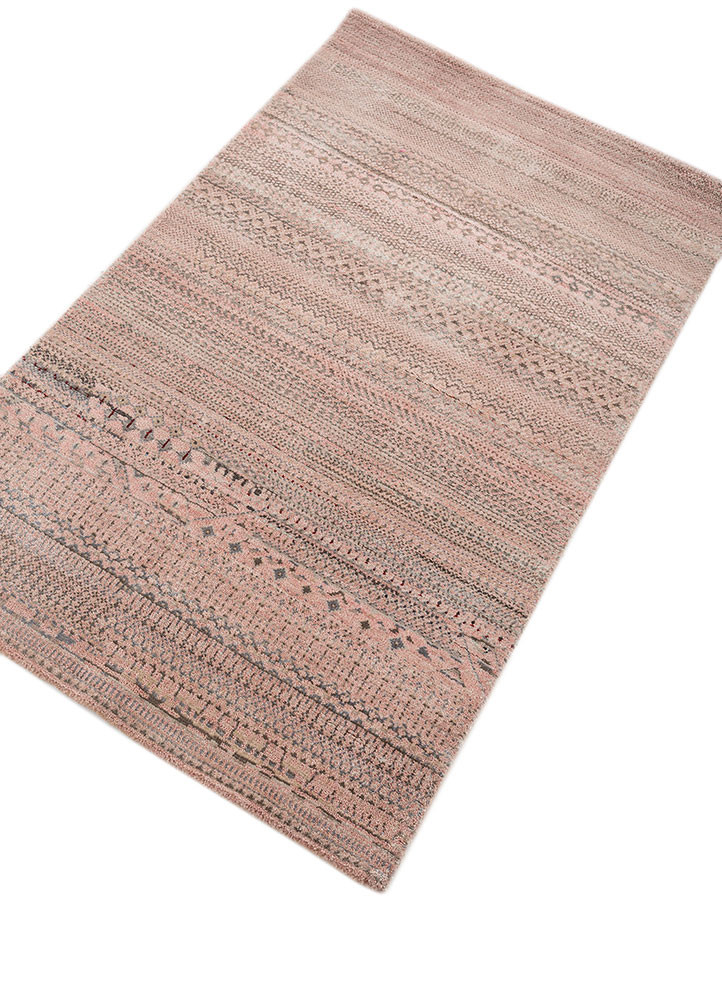 manchaha pink and purple wool and bamboo silk hand knotted Rug - FoldShot