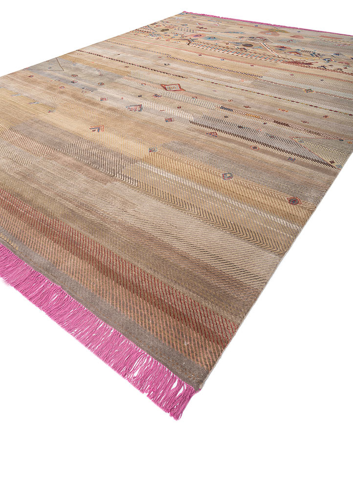 manchaha beige and brown wool and bamboo silk hand knotted Rug - FoldShot manchaha beige and brown wool and bamboo silk hand knotted Rug - FoldShot