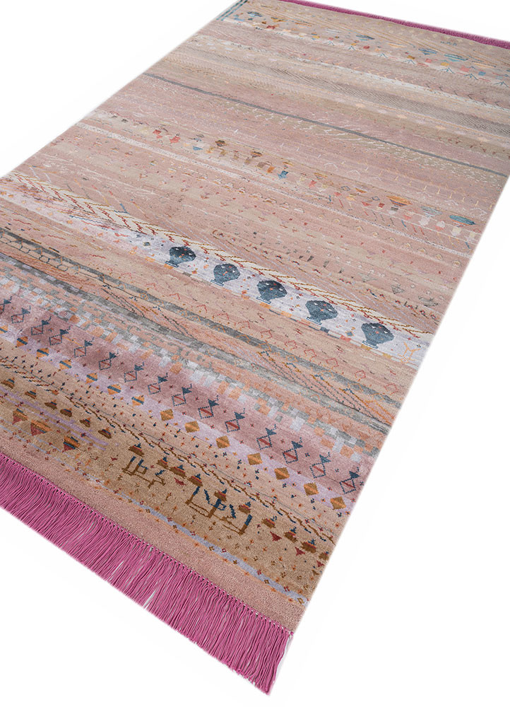 manchaha pink and purple wool and bamboo silk hand knotted Rug - FoldShot manchaha pink and purple wool and bamboo silk hand knotted Rug - FoldShot
