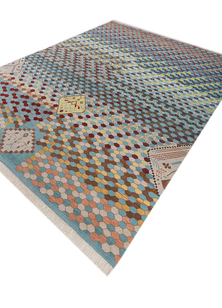 manchaha blue wool and bamboo silk hand knotted Rug - FoldShot manchaha blue wool and bamboo silk hand knotted Rug - FoldShot