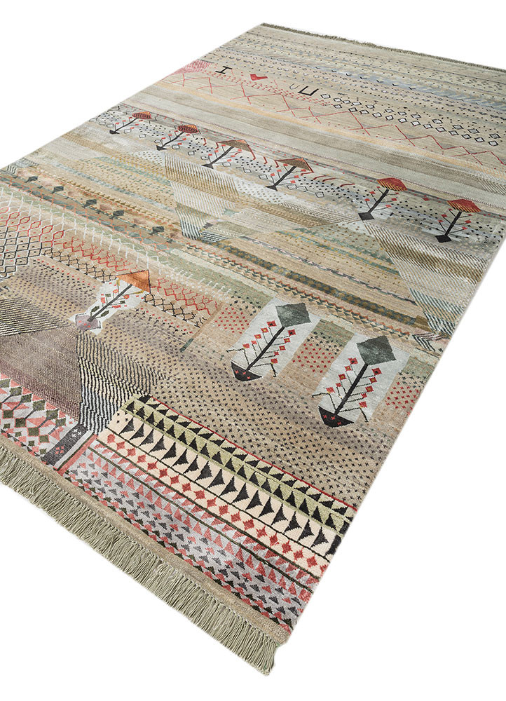 manchaha green wool and bamboo silk hand knotted Rug - FoldShot manchaha green wool and bamboo silk hand knotted Rug - FoldShot
