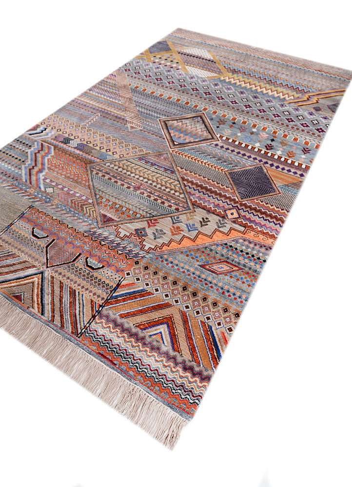 manchaha blue wool and bamboo silk hand knotted Rug - FoldShot manchaha blue wool and bamboo silk hand knotted Rug - FoldShot