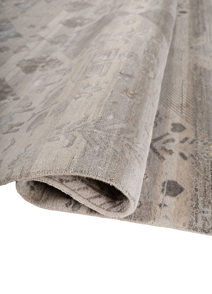 manchaha grey and black wool and bamboo silk hand knotted Rug - FoldShot manchaha grey and black wool and bamboo silk hand knotted Rug - FoldShot