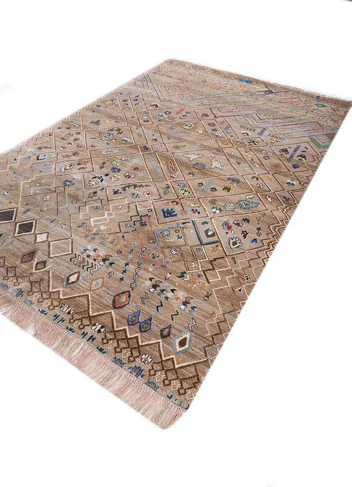 manchaha beige and brown wool and bamboo silk hand knotted Rug - FoldShot manchaha beige and brown wool and bamboo silk hand knotted Rug - FoldShot