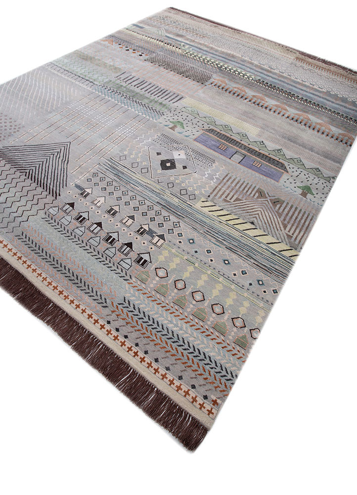 manchaha blue wool and bamboo silk hand knotted Rug - FoldShot manchaha blue wool and bamboo silk hand knotted Rug - FoldShot