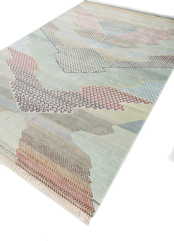manchaha blue wool and bamboo silk hand knotted Rug - FoldShot