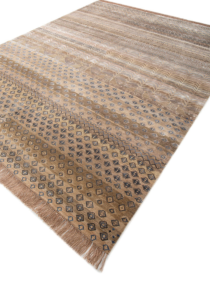 manchaha beige and brown wool and bamboo silk hand knotted Rug - FoldShot manchaha beige and brown wool and bamboo silk hand knotted Rug - FoldShot