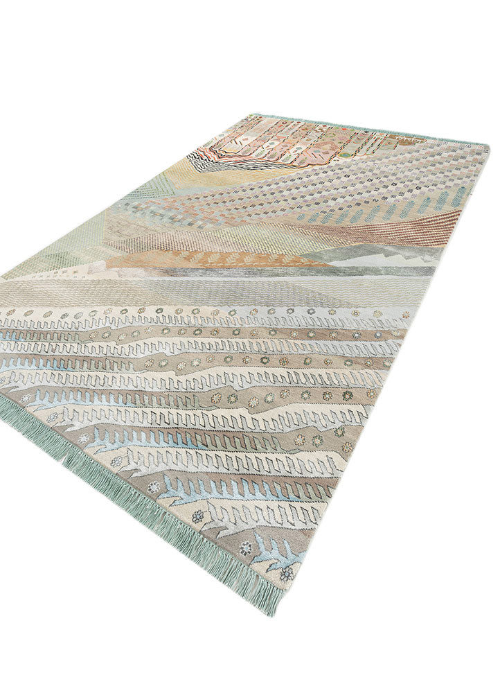 manchaha green wool and bamboo silk hand knotted Rug - FoldShot manchaha green wool and bamboo silk hand knotted Rug - FoldShot