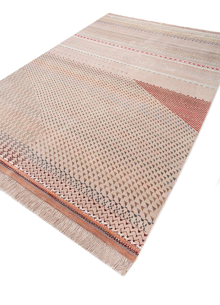 manchaha red and orange wool and bamboo silk hand knotted Rug - FoldShot manchaha red and orange wool and bamboo silk hand knotted Rug - FoldShot