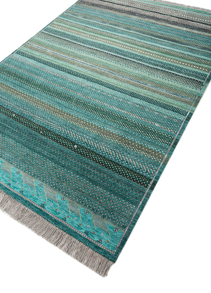 manchaha blue wool and bamboo silk hand knotted Rug - FoldShot manchaha blue wool and bamboo silk hand knotted Rug - FoldShot