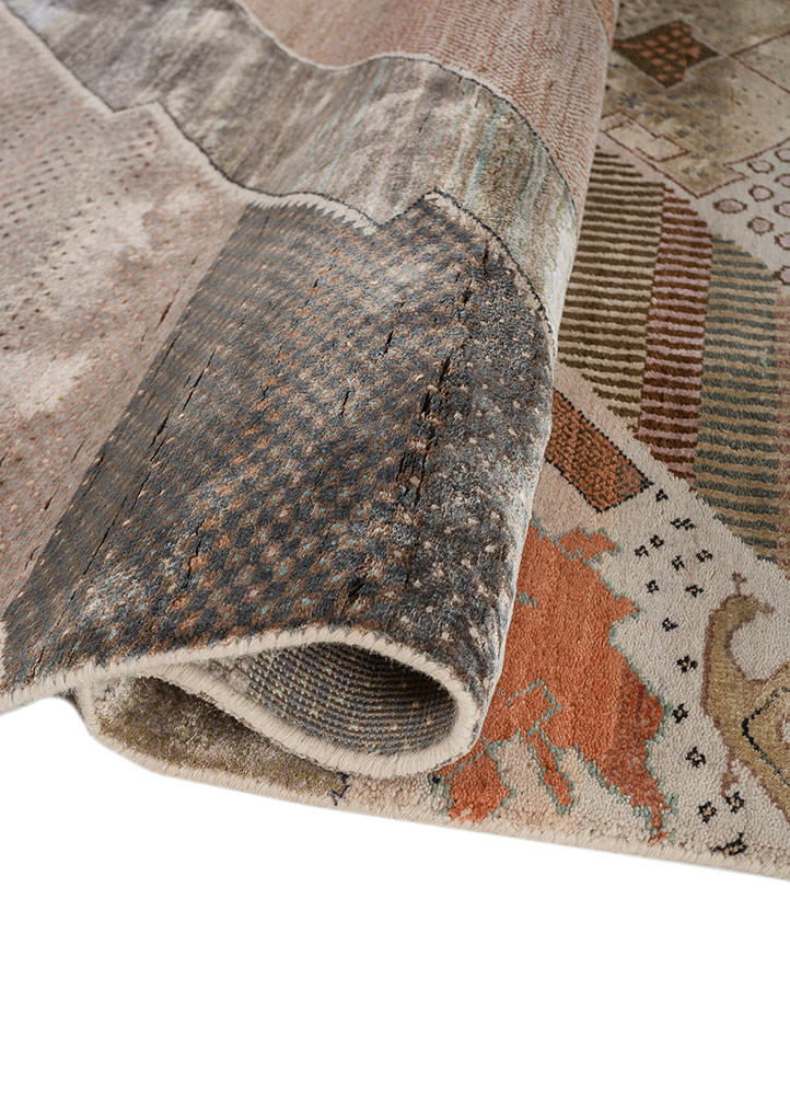 manchaha ivory wool and bamboo silk hand knotted Rug - FoldShot manchaha ivory wool and bamboo silk hand knotted Rug - FoldShot