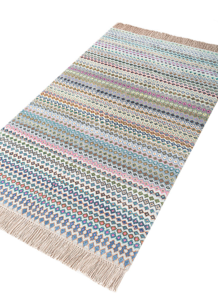 manchaha blue wool and bamboo silk hand knotted Rug - FoldShot