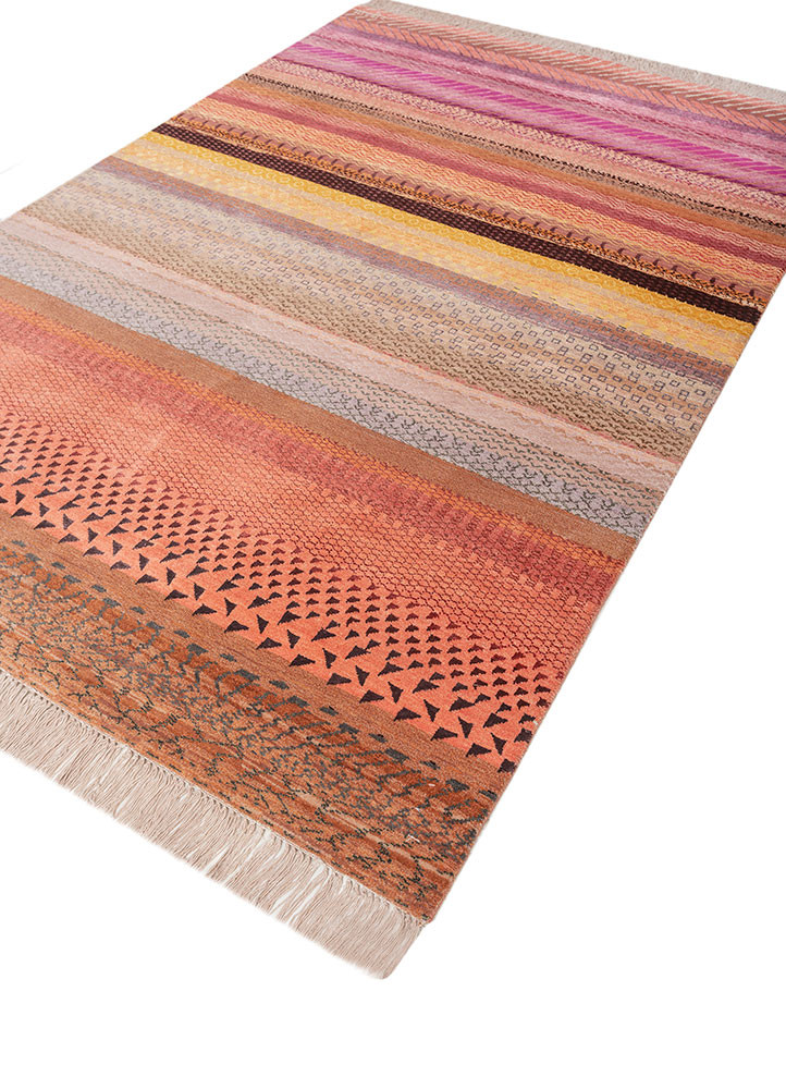 manchaha red and orange wool and bamboo silk hand knotted Rug - FoldShot manchaha red and orange wool and bamboo silk hand knotted Rug - FoldShot