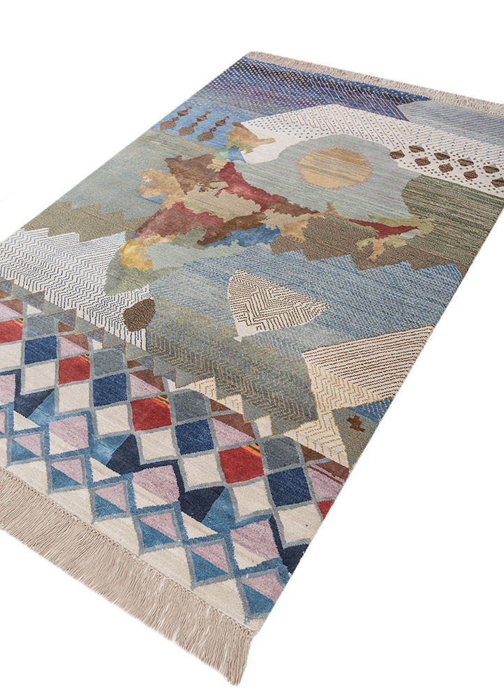 Manchaha Blue Hand Knotted Wool & Bamboo Silk Rugs - Les-2651 - Jaipur ...