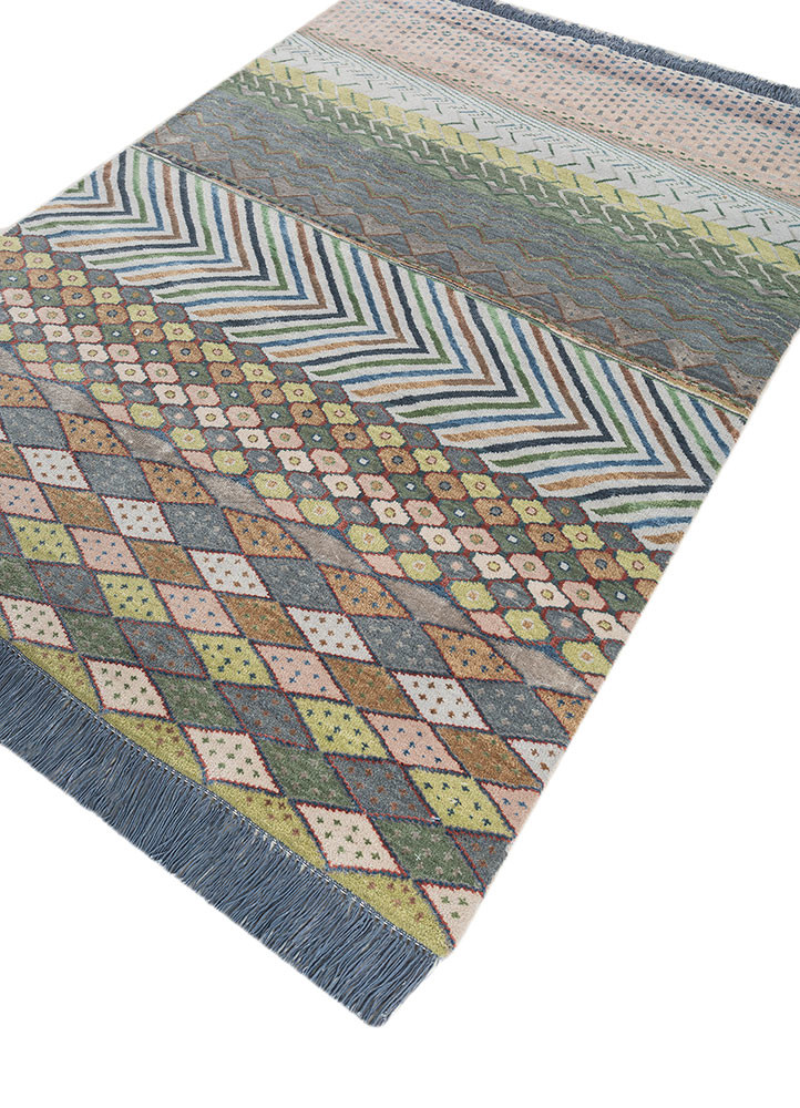 manchaha blue wool and bamboo silk hand knotted Rug - FoldShot manchaha blue wool and bamboo silk hand knotted Rug - FoldShot