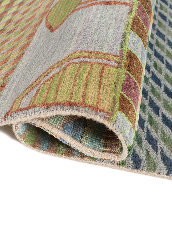 manchaha red and orange wool and bamboo silk hand knotted Rug - FoldShot manchaha red and orange wool and bamboo silk hand knotted Rug - FoldShot