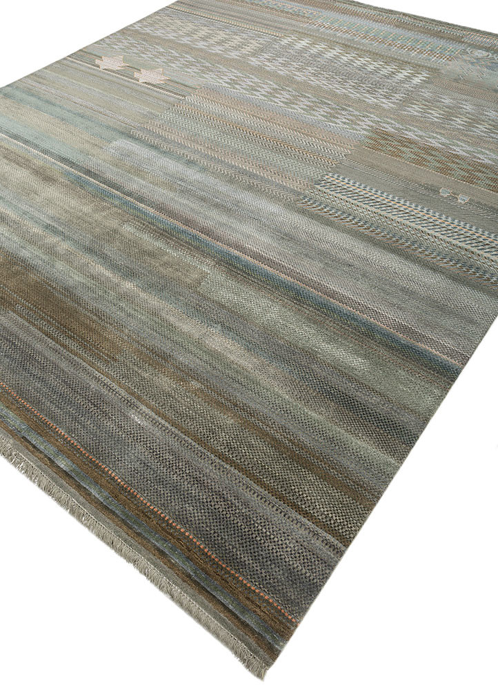 manchaha green wool and bamboo silk hand knotted Rug - FoldShot manchaha green wool and bamboo silk hand knotted Rug - FoldShot