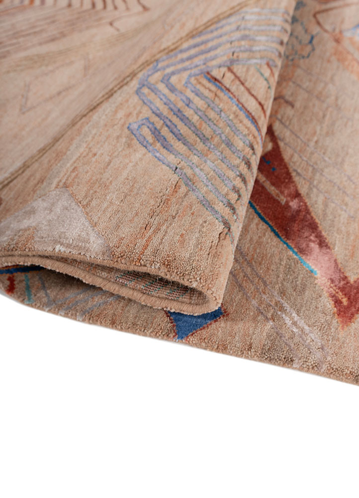 manchaha red and orange wool and bamboo silk hand knotted Rug - FoldShot manchaha red and orange wool and bamboo silk hand knotted Rug - FoldShot