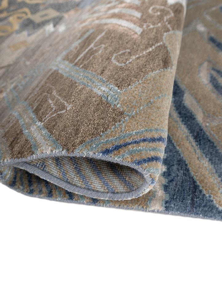 manchaha grey and black wool and bamboo silk hand knotted Rug - FoldShot manchaha grey and black wool and bamboo silk hand knotted Rug - FoldShot